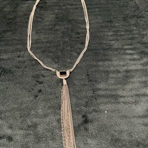 White House Black Market Silver Tassel Necklace
